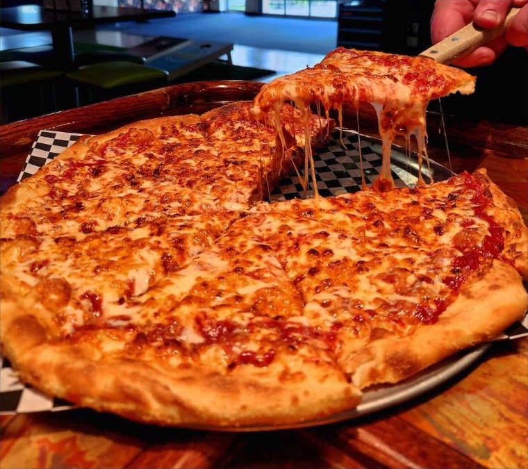 Three cheese pizza served at PINZ